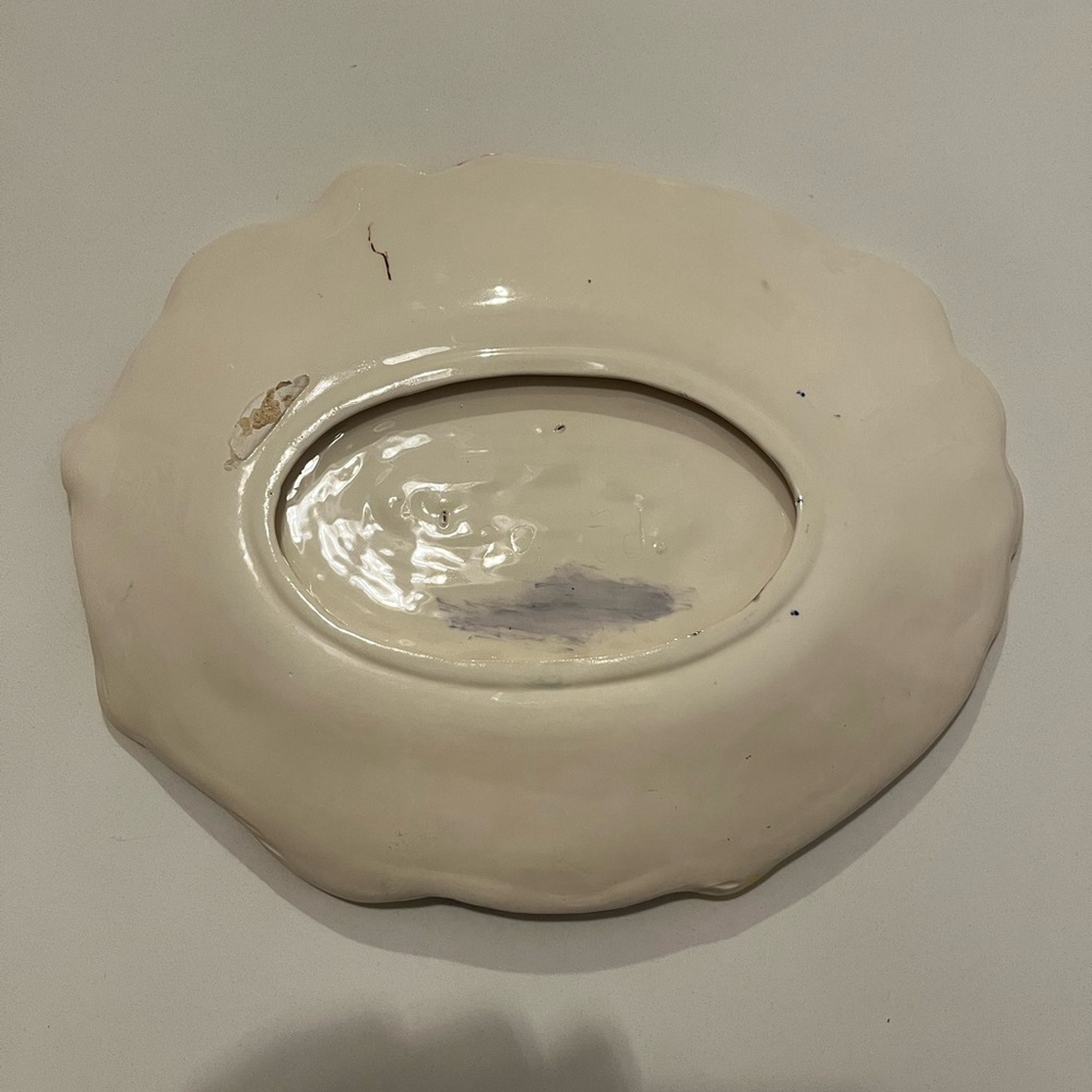 Vintage Multicolor Ceramic Sculpted Seafood Oval Platter 14" X 11" Lobster Crab - Picture 4 of 7
